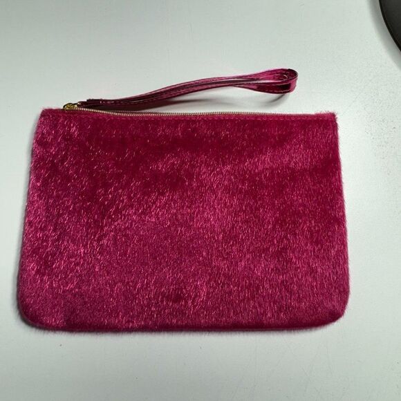 3 for $10 Ipsy December 2016 Magenta Fuzzy Cosmetic Bag with‎ Strap - Picture 2 of 3